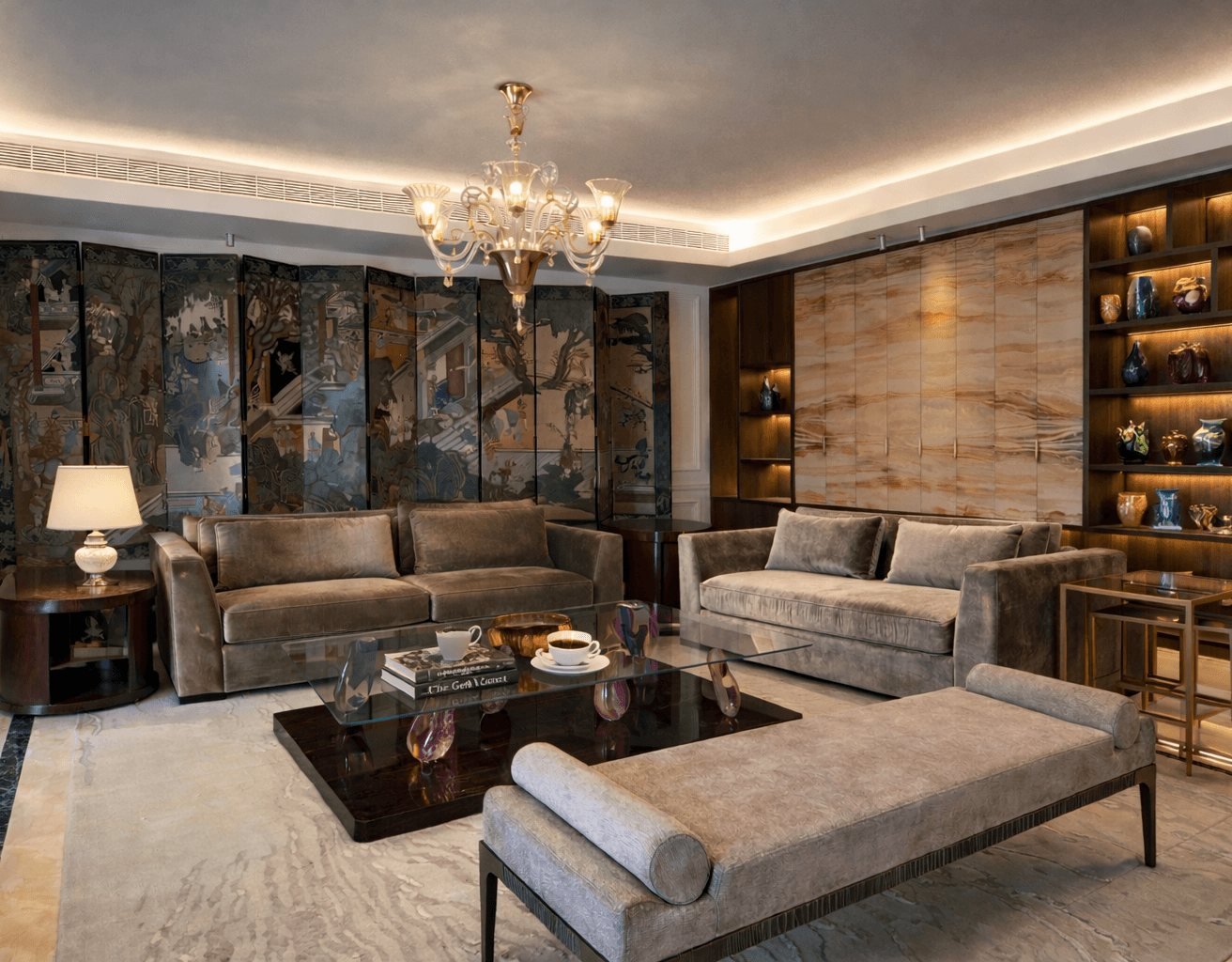 Formal living room with custom millwork